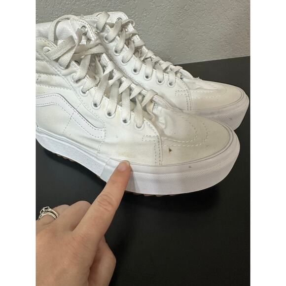 Vans Sk8 Hi Stacked High Top Platform Sneakers White Shoes Women 7 Skateboarding - Picture 6 of 16